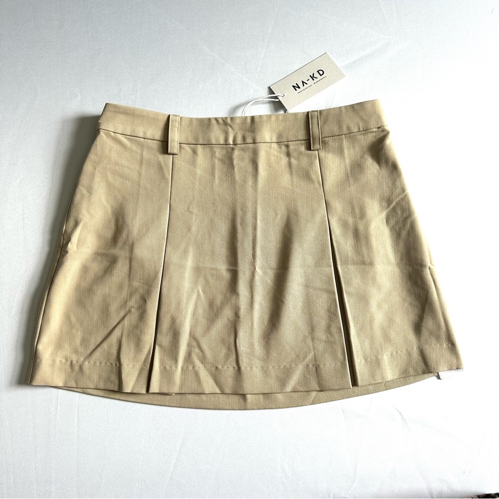 NA-KD Beige Pleated Mini Skirt